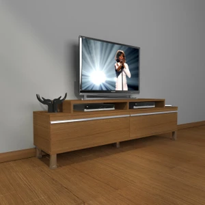 Ekoflex 4 Mdf Krom Ayaklı Tv Ünitesi Tv Sehpası - Naturel Ceviz