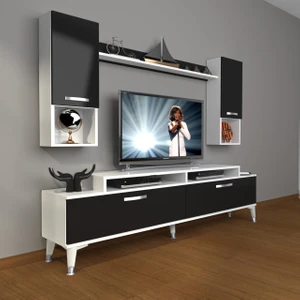 Ekoflex 5da Slm Silver Tv Ünitesi Tv Sehpası - Beyaz - Siyah