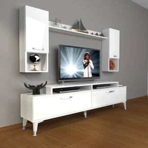Ekoflex 5da Mdf Silver Tv Ünitesi Tv Sehpası - Parlak Beyaz