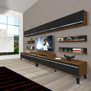 Ekoflex 360Y Mdf Silver Tv Ünitesi Tv Sehpası - Ceviz - Siyah