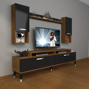Ekoflex 5da Slm Silver Tv Ünitesi Tv Sehpası - Ceviz - Siyah