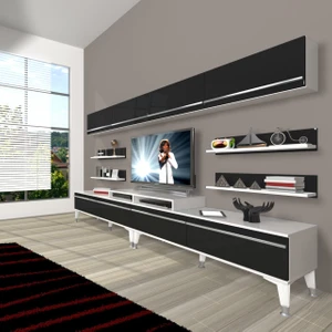 Ekoflex 360Y Mdf Silver Tv Ünitesi Tv Sehpası - Beyaz - Siyah