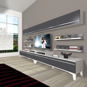 Ekoflex 360Y Mdf Silver Tv Ünitesi Tv Sehpası - Beyaz - Antrasit