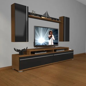 Ekoflex 7 Mdf Tv Ünitesi Tv Sehpası - Ceviz - Siyah
