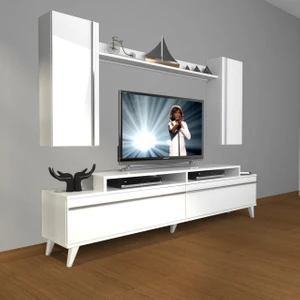 Ekoflex 7 Mdf Retro Tv Ünitesi Tv Sehpası - Parlak Beyaz