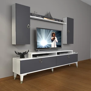Ekoflex 7 Mdf Gold Tv Ünitesi Tv Sehpası - Beyaz - Antrasit