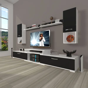 Flex 5da Mdf Tv Ünitesi Tv Sehpası - Beyaz - Siyah