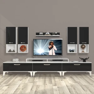 Ekoflex 8da Slm Silver Tv Ünitesi Tv Sehpası - Beyaz - Siyah