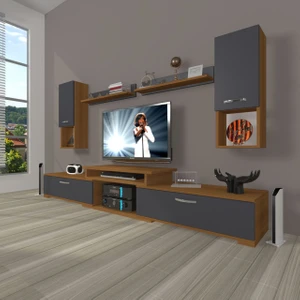 Flex 5da Mdf Tv Ünitesi Tv Sehpası - Ceviz - Antrasit