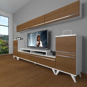 Ekoflex 9 Mdf Retro Tv Ünitesi Tv Sehpası - Beyaz - Ceviz