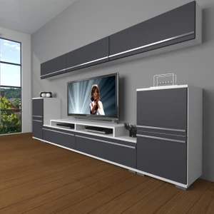 Ekoflex 9 Mdf Tv Ünitesi Tv Sehpası - Beyaz - Antrasit