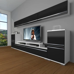 Ekoflex 9 Mdf Tv Ünitesi Tv Sehpası - Beyaz - Siyah