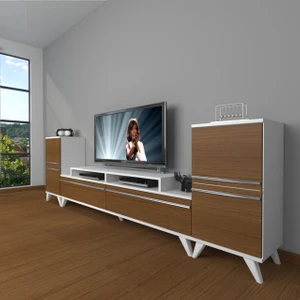 Ekoflex On2 Mdf Retro Tv Ünitesi Tv Sehpası - Beyaz - Ceviz