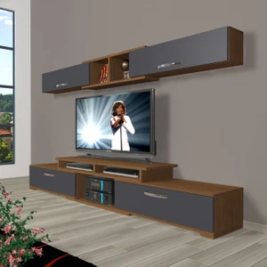 Flex 5130 Mdf Tv Ünitesi Tv Sehpası - Ceviz - Antrasit