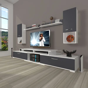 Flex 5DA130 Mdf Tv Ünitesi Tv Sehpası - Beyaz - Antrasit