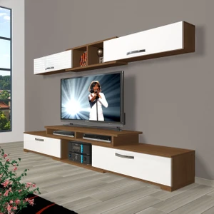 Flex 5130 Mdf Tv Ünitesi Tv Sehpası - Ceviz - Beyaz