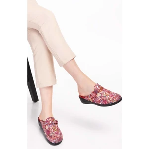 Kadın Hakiki Deri Ortopedik Sabo Terlik YPRK.707 - Pembe Desen - 38