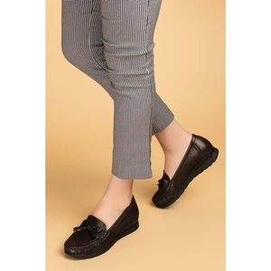 Hakiki Deri Günlük Rahat Loafer Ayakkabı PYT.1200 - Siyah Sim - 40