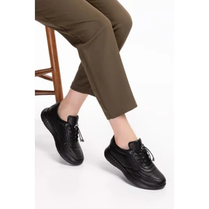 Içi Dışı Hakiki Deri Faylon Taban Hafif Spor Ayakkabı ES.110 - Siyah - 39