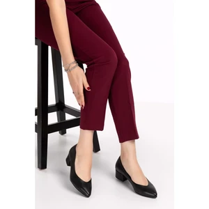 Kadın Hakiki Deri Topuklu Hostes Ayakkabısı ŞHN.801 - Siyah - 37