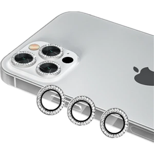 Binano Apple iPhone 13 Pro/13 Pro Max Taşlı Silver Kamera Koruyucu