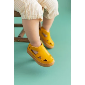 First Step  Deri Çocuk  Sandalet Hardal Sarı D-466