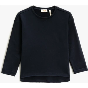 Uzun Kollu Basic Sweatshirt Pamuklu Bisiklet Yaka