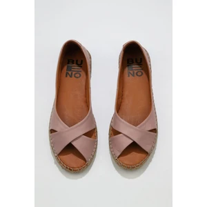 Bueno Shoes Gül Kurusu Deri Kadın Espadril Babet