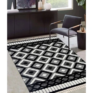 Swan Antrasit Beyaz Shaggy Bukleli Oturma Odası Salon Mutfak Halısı P6480