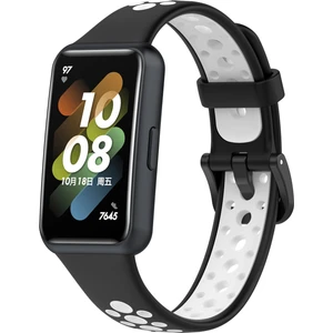 PLZ Shop Huawei Bandı 7/7 Nfc Siyah + Beyaz İçin Nefes Alabaş Silikon Saat Bandı (Yurt Dışından)