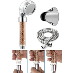 Filtreli ve Su Tasarruflu Arıtmalı Duş Başlığı Seti Boncuklu Başlık Hortum ve Mafsal Set