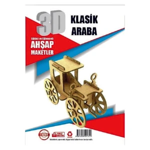 3D Ahşap Oyuncaklar Klasik Araba