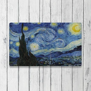 Van Gogh Yıldızlı Gece Dijital Baskılı 50X70CM Dekoratif Çok Amaçlı Iç ve Dış Kapı Paspası