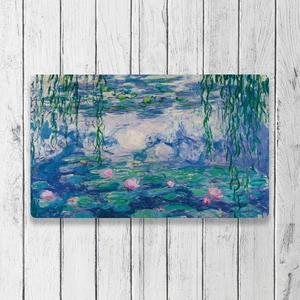 Monet Nilüferler Dijital Baskılı 50X70CM Dekoratif Çok Amaçlı Iç ve Dış Kapı Paspası