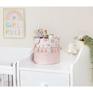 Baby Kullanımı Kolay Desenli Taşınabilir Düzenleyici Yuvarlak Sepet(Pembe)