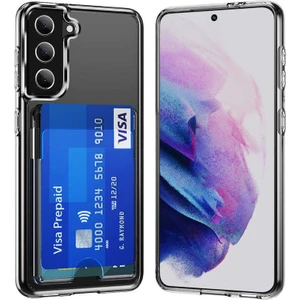 Samsung Galaxy S22 Plus Uyumlu Kılıf Kartlık Bölmeli Şeffaf ve Pürüzsüz Tasarım Kılıf