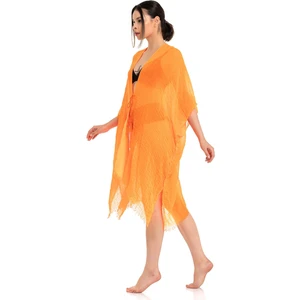 Saria Mood Kadın Neon Turuncu Kendinden Püsküllü Pareo