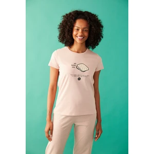 Açık Pembe Tadım Pijama Takımı-Hisli Şeyler Koleksiyonu