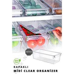 Nandy Home Kapaklı Midi Tall Clear Buzdolabı & Dolap Içi Düzenleyici Organizer