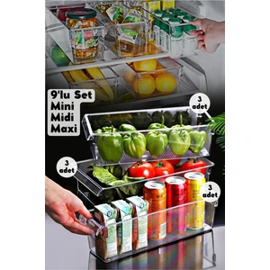 Nandy Home 9'lu Set Tall Clear Buzdolabı & Dolap Içi Düzenleyici Organizer