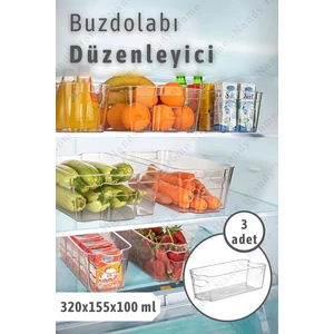 Nandy Home Buzdolabı & Dolap Içi Düzenleyici Organizer 3 Adet 320X155X100 ml Şeffaf