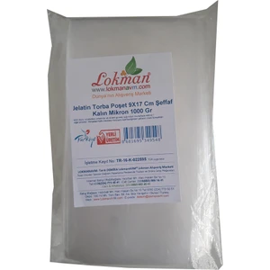 Lokmanavm Jelatin Torba Poşet 9X17 cm Şeffaf Kalın Mikron 1000 gr 1 Paket