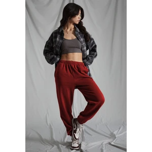 Kadın Bordo Beli Lastikli Oversize Eşofman Altı MG1235