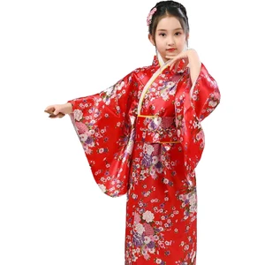 Kemerli Desenli Japon Tarzı Çocuk Kimono M - Kırmızı (Yurt Dışından)