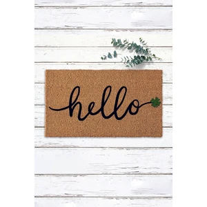 Paspas Yap Hello Yazılı Yeşil Yonca Tasarımlı Paspas
