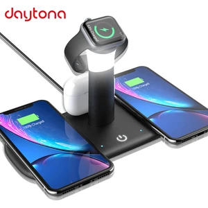 BW02 Kablosuz Wireless Hızlı Şarj Standı Iwatch Airpods iPhone Samsung Uyumlu (Kablosuz Şarj Standı)-Siyah