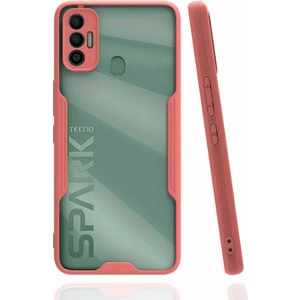 Case 4U Tecno Spark 7t Kılıf Kamera Korumalı Ultra Ince Buzlu Mat Renkli Parfe Silikon Kapak Pembe