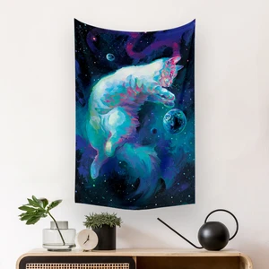 Kedi ve Uzay Duvar Örtüsü Halısı 140 x 100 CM-70X100 cm