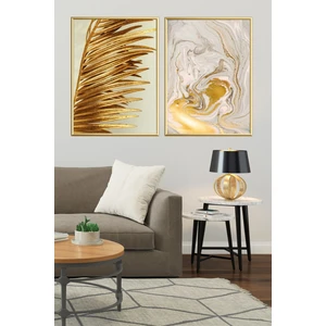 Ikili Camlı Gold Alüminyum Çerçeveli Poster Seti