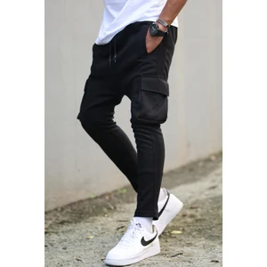 Siyah Yandan Cepli Basic Eşofman Altı 4801